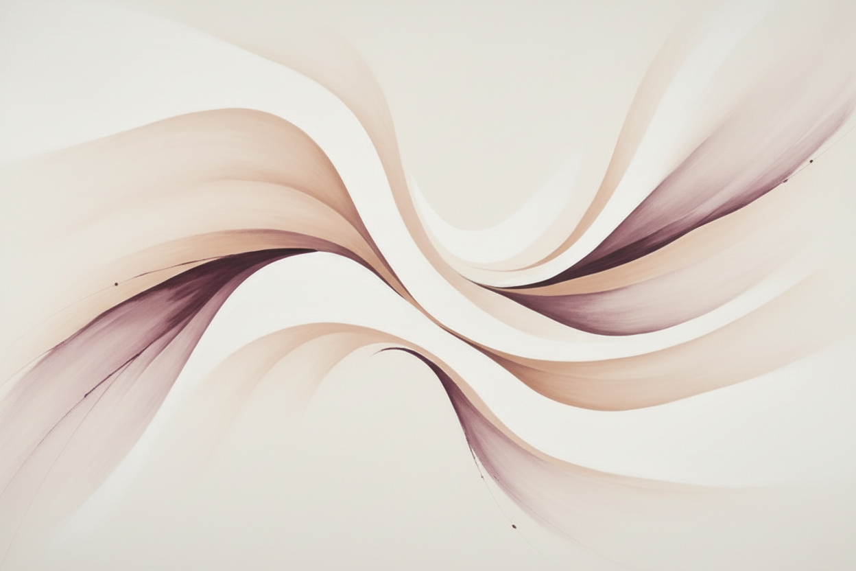 solid white with Warm nude/blush tones, deep mauve accent, cream backgrounds